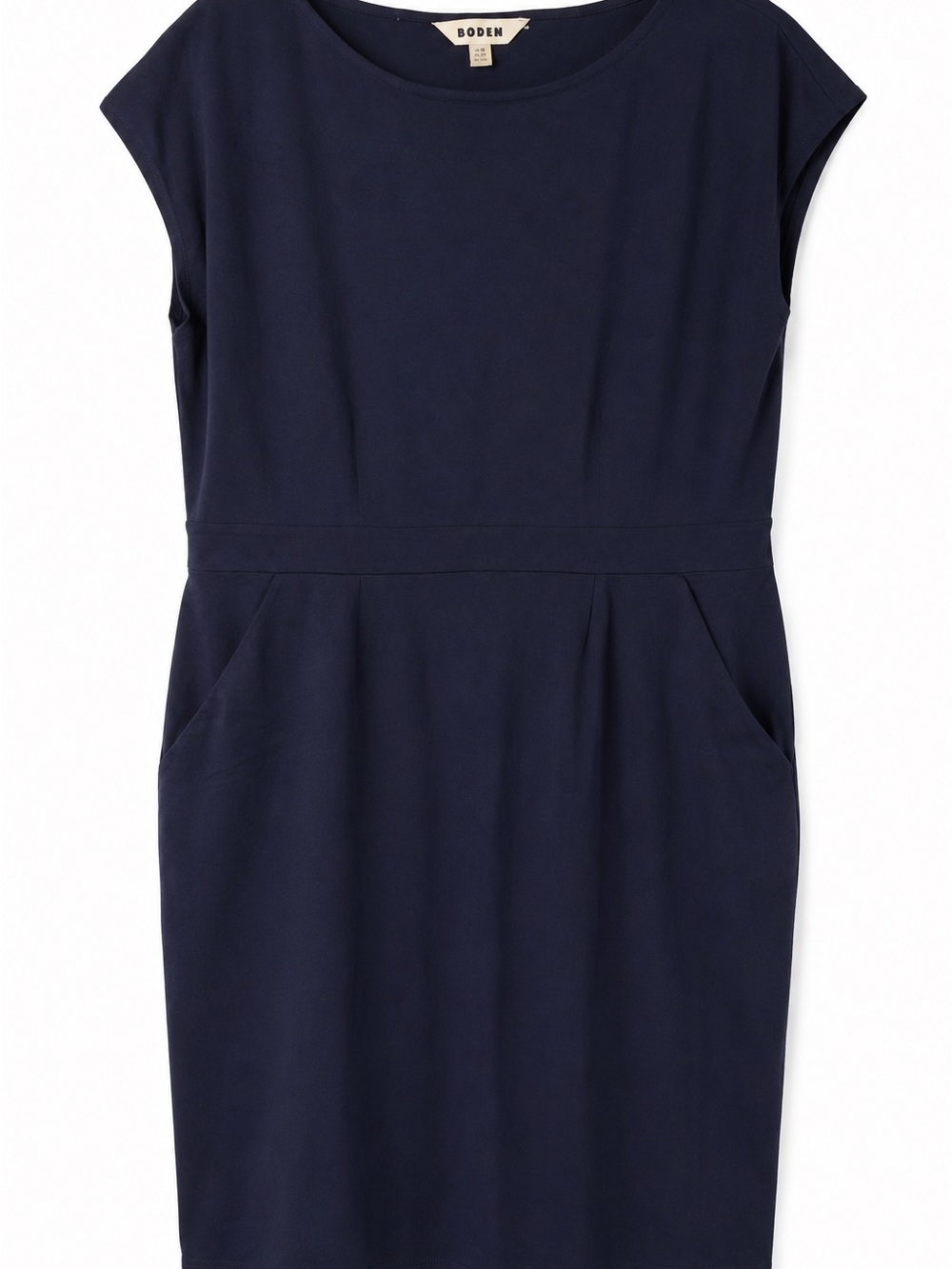 Boden Navy Cap-Sleeve Sheath with Pockets